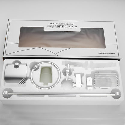 Aluminum Bathroom Accessory Set with Towel Rack and Hooks