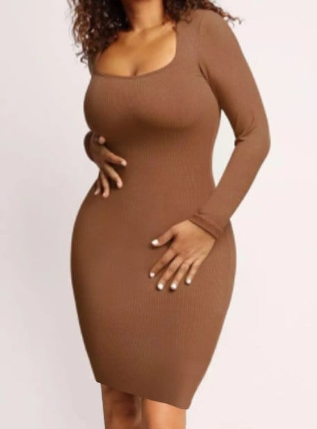 Slim Women's Dress with Body Shaping Design