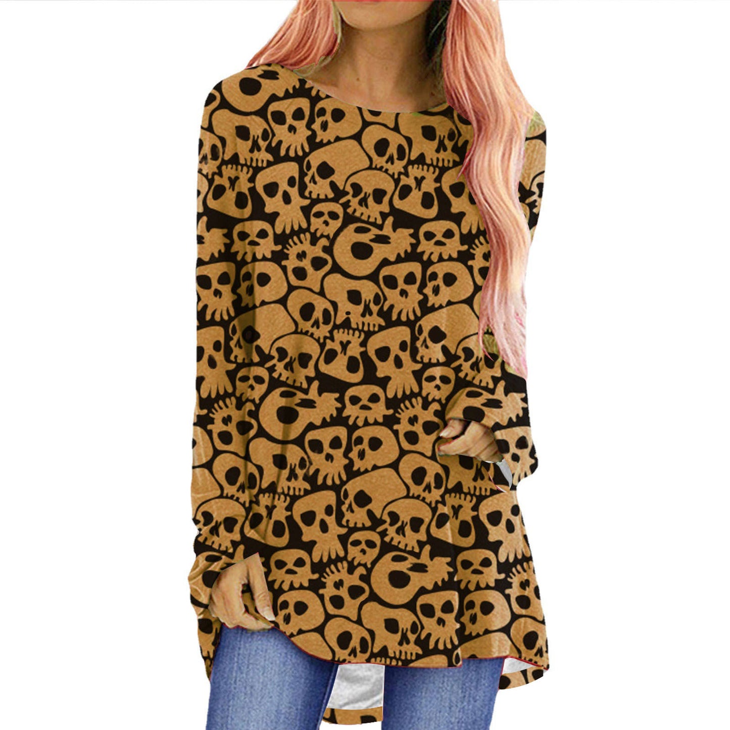 Halloween Printed Long-Sleeved T-Shirt for Women