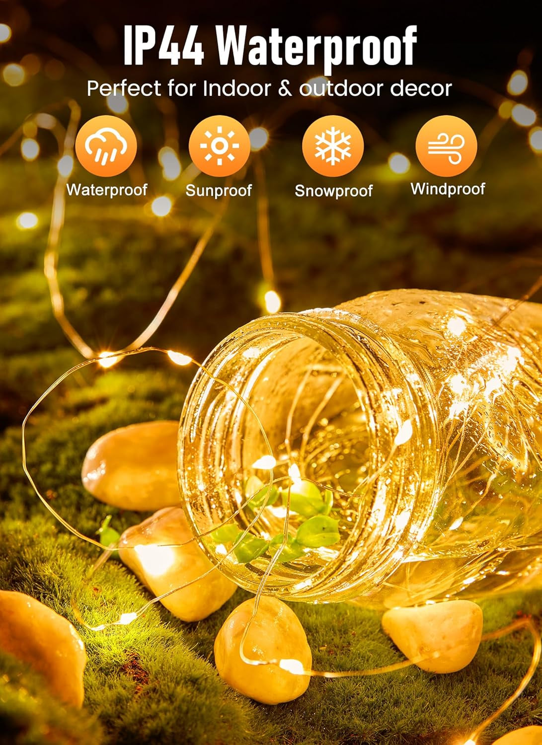 Fairy Lights Battery Operated, 2 Pack 33FT 100 Leds Mini Battery Powered String Lights, Waterproof Copper Wire Twinkle Lights Mason Jar Lights for Indoor Home Wedding Christmas Decoration, Warm White
