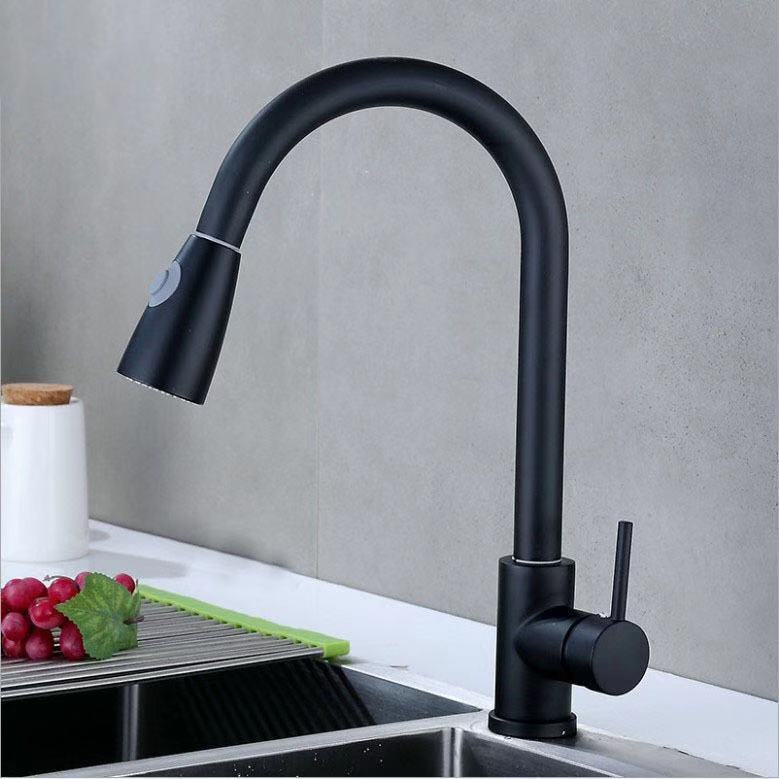 304 Stainless Steel Pull-Down Kitchen Faucet (Home Use)