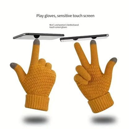 Knit Thermal Woolen Touch Screen Gloves for Winter Sports
