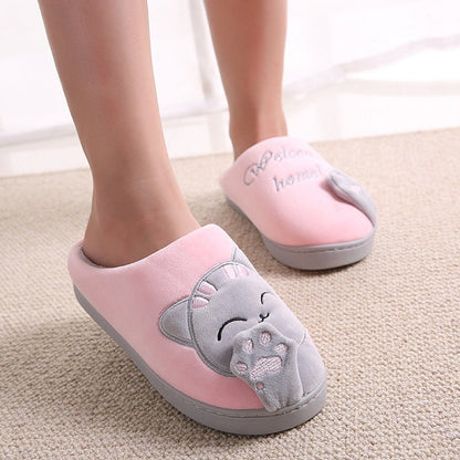 Cartoon Cat Women's Winter Home Slippers