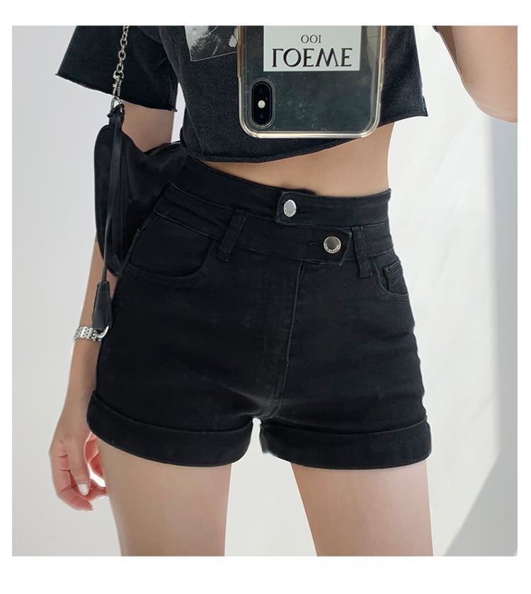 High-Waisted A-Line Denim Hot Pants for Girls