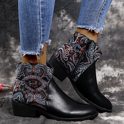 Color Block Pointed Toe Boots