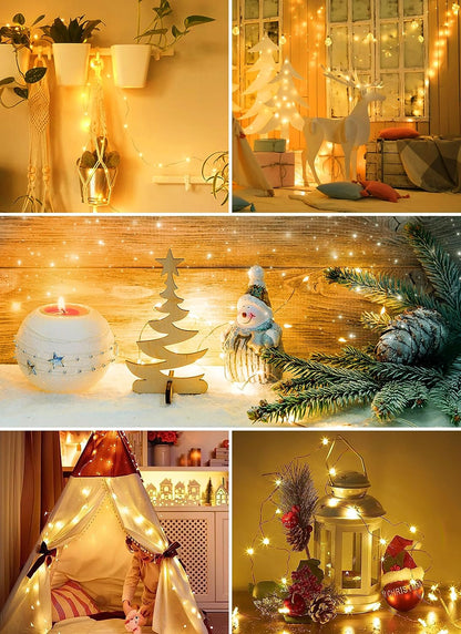 Fairy Lights Battery Operated, 2 Pack 33FT 100 Leds Mini Battery Powered String Lights, Waterproof Copper Wire Twinkle Lights Mason Jar Lights for Indoor Home Wedding Christmas Decoration, Warm White