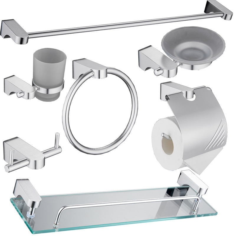 Aluminum Bathroom Accessory Set with Towel Rack and Hooks