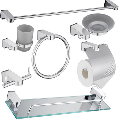 Aluminum Bathroom Accessory Set with Towel Rack and Hooks