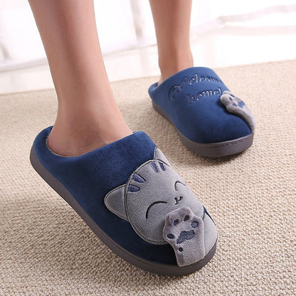 Cartoon Cat Women's Winter Home Slippers