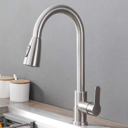 304 Stainless Steel Pull-Down Kitchen Faucet (Home Use)