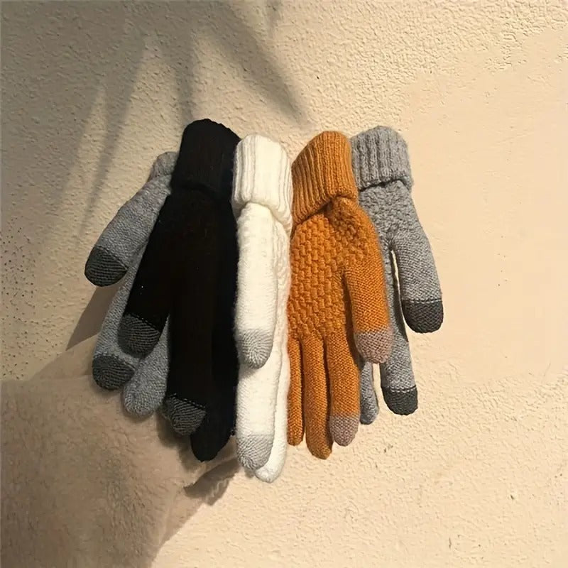 Knit Thermal Woolen Touch Screen Gloves for Winter Sports