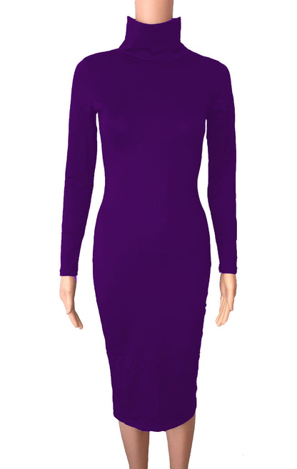 Long Sleeve Solid Color Dress for Women Nightclub