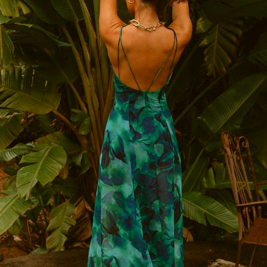 Women's Sexy Sleeveless Camisole Dress with Long Skirt
