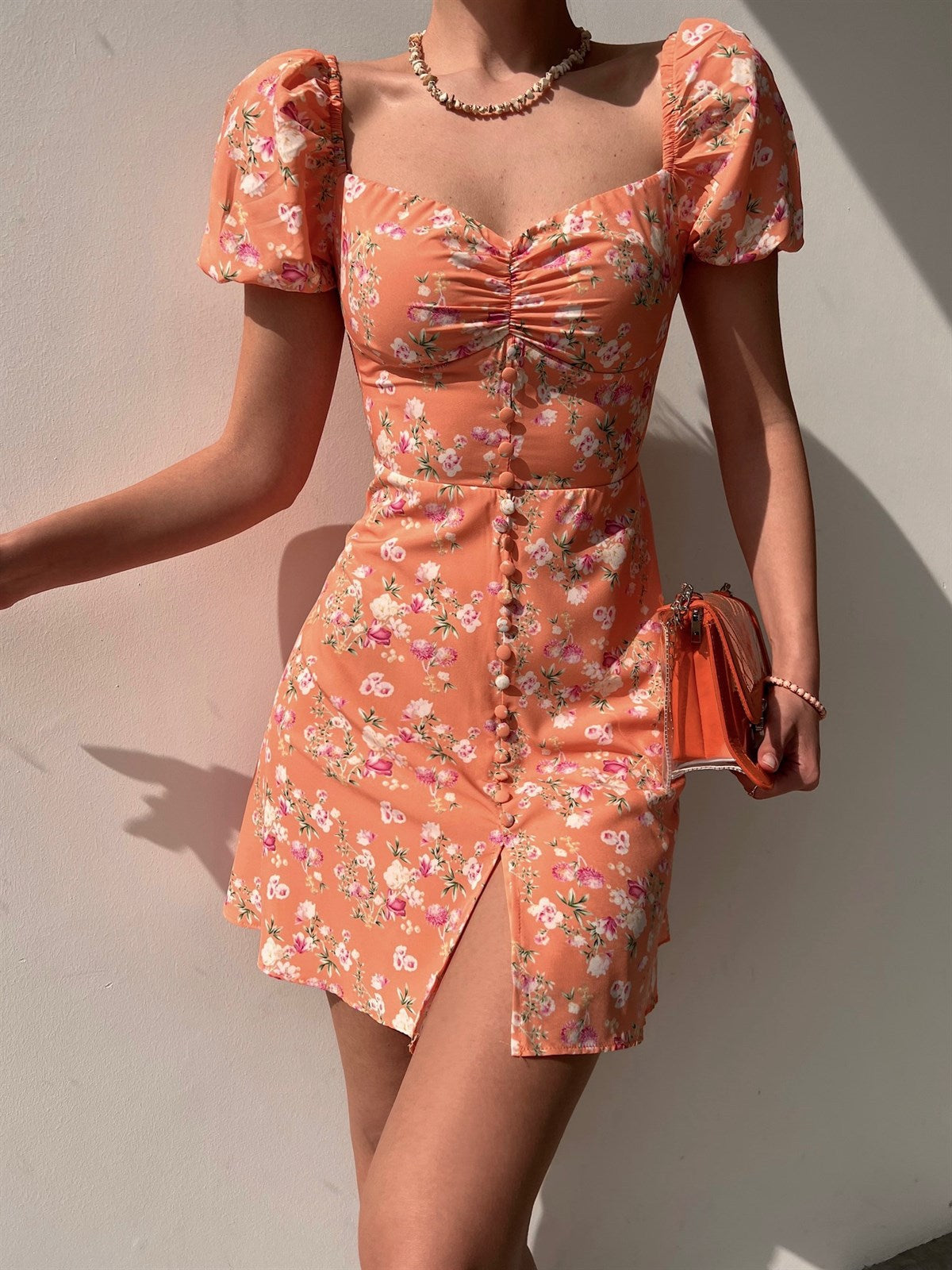 V-neck Buttoned Short Skirt for Women