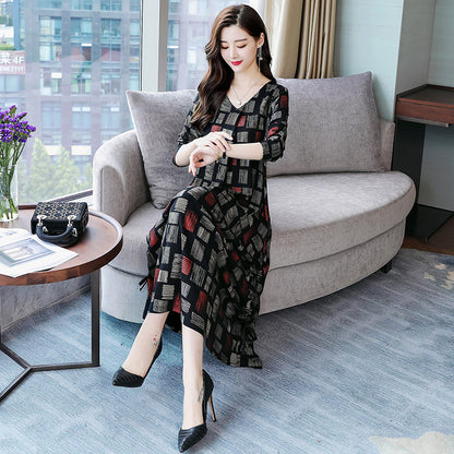 Checkered Long Sleeve Dress