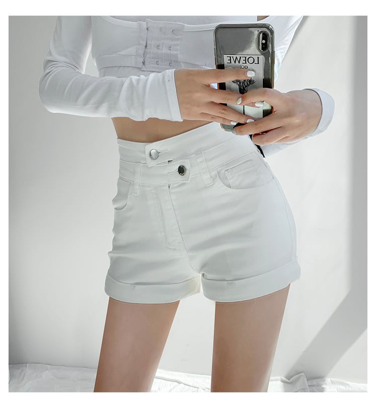 High-Waisted A-Line Denim Hot Pants for Girls