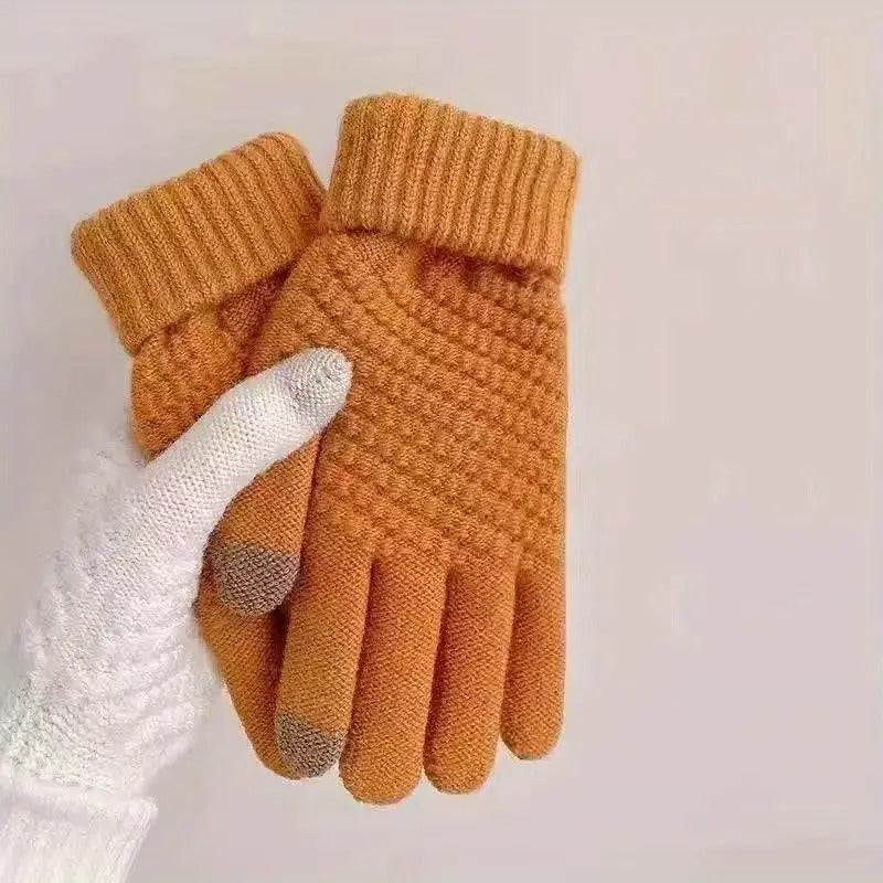 Knit Thermal Woolen Touch Screen Gloves for Winter Sports